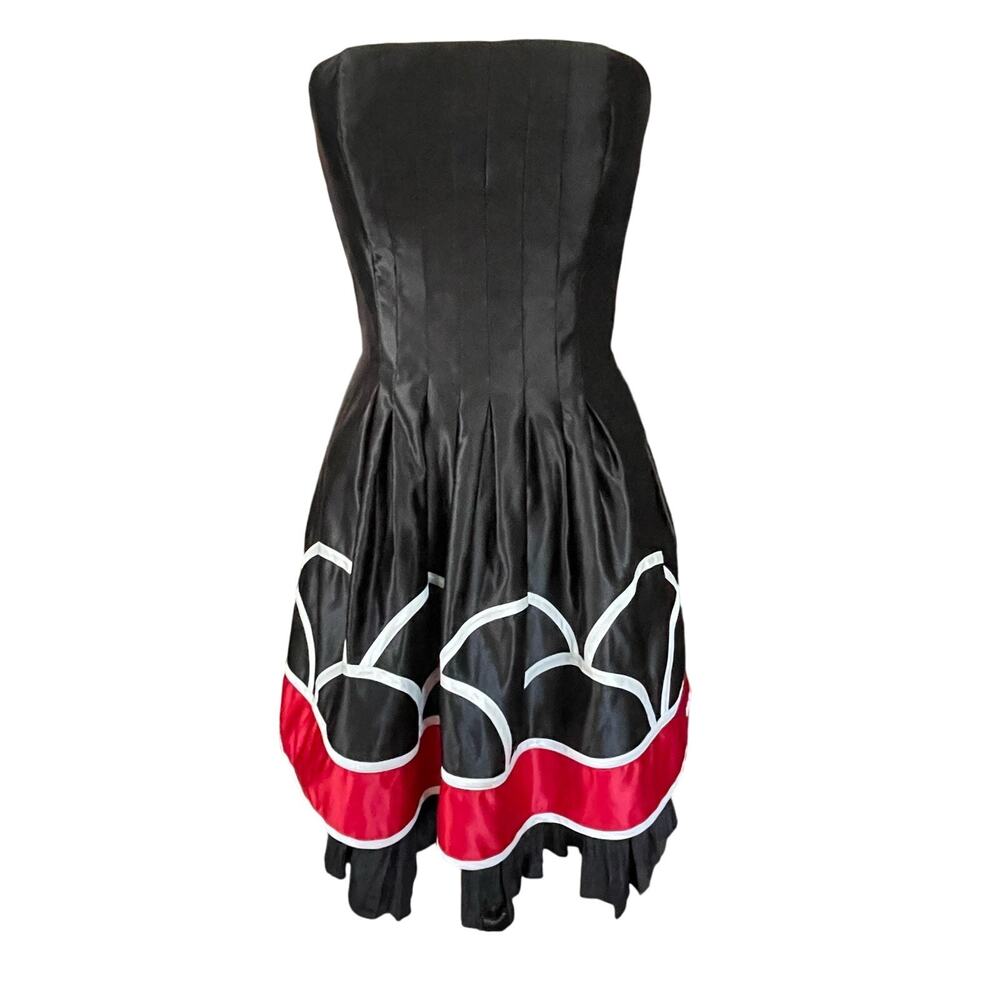 Jessica McClintock Strapless Party Dress Black Satin Size 10 Vintage y2k